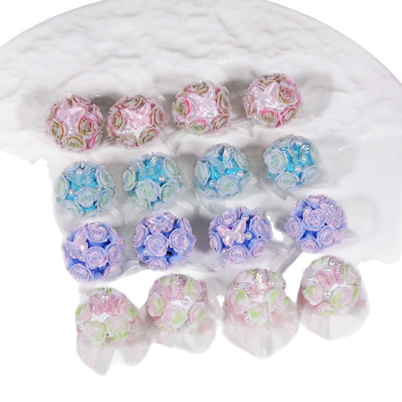 Wholesale 3PCS/Pack Butterfly rose flower ball through hole versatile loose beads DIY beaded mobile phone chain bag trailer hanging accessories